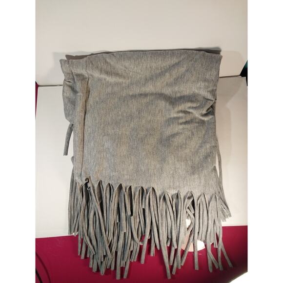 Womens Gray Infinity Scarf With Fringe - Picture 1 of 10